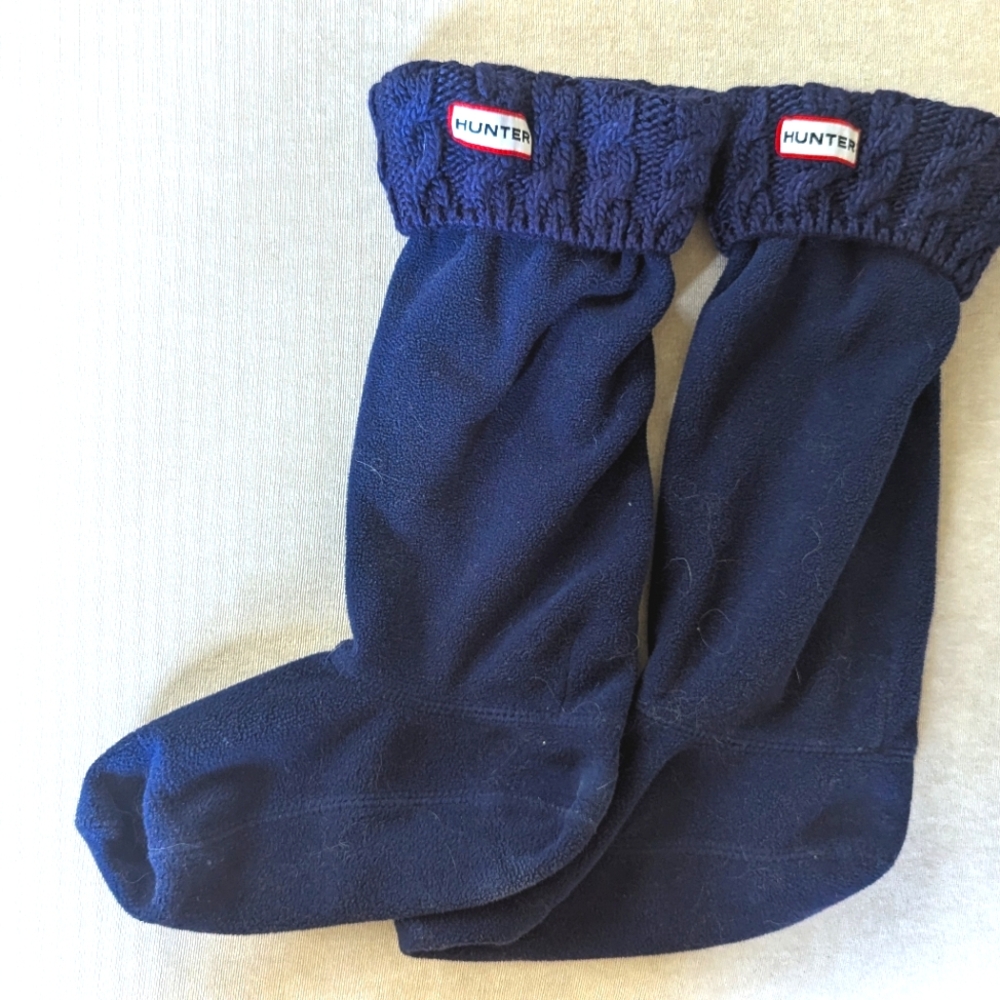 Hunter 6 stitch Boot Socks size M Navy